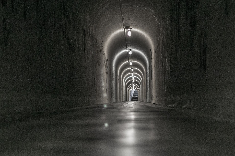 Tunnel with emergency lighting
